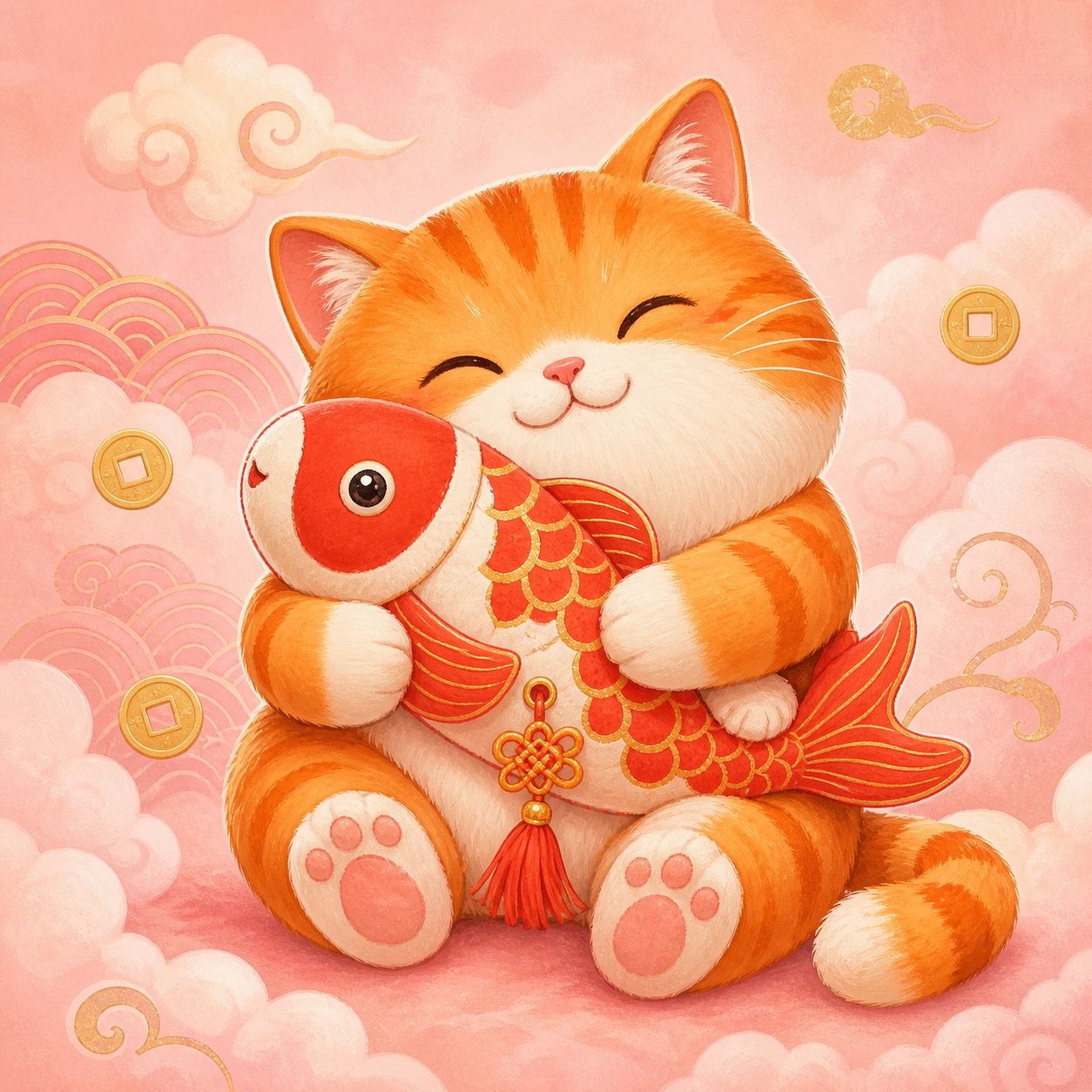 Illustration for Lucky Koi Cat Plush