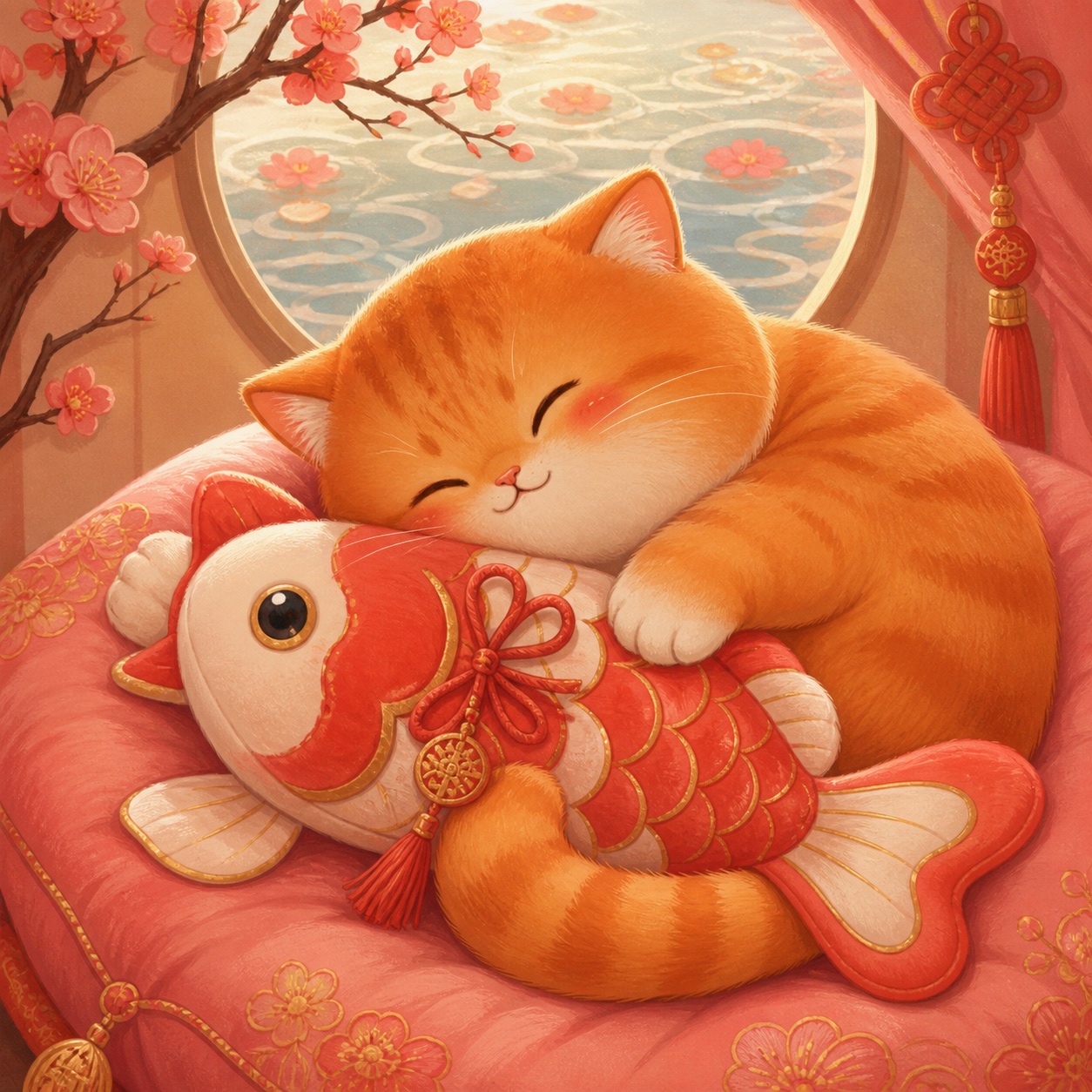 Lucky Koi Cat Plush, alternate illustration