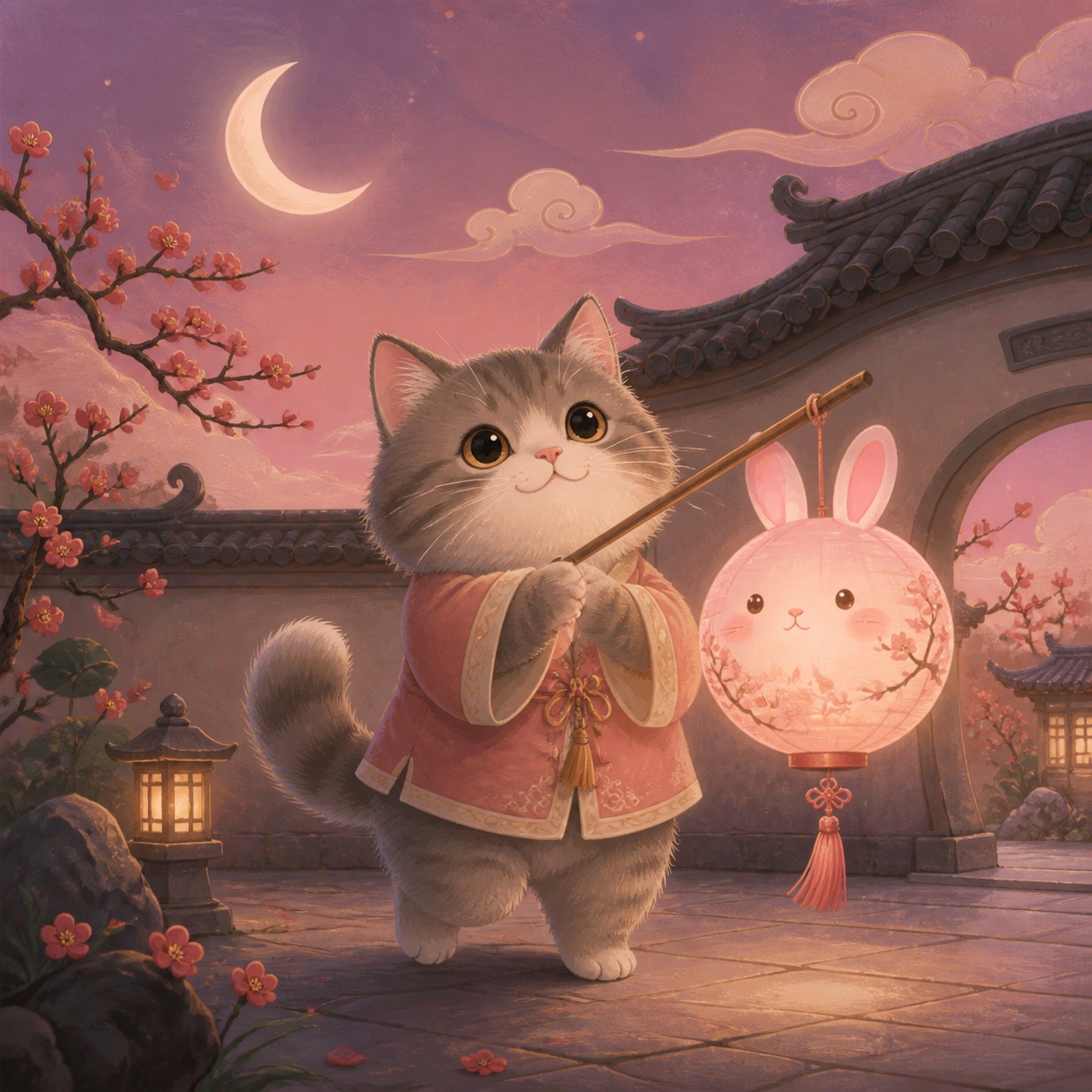 Illustration for Moon Rabbit Cat Lantern
