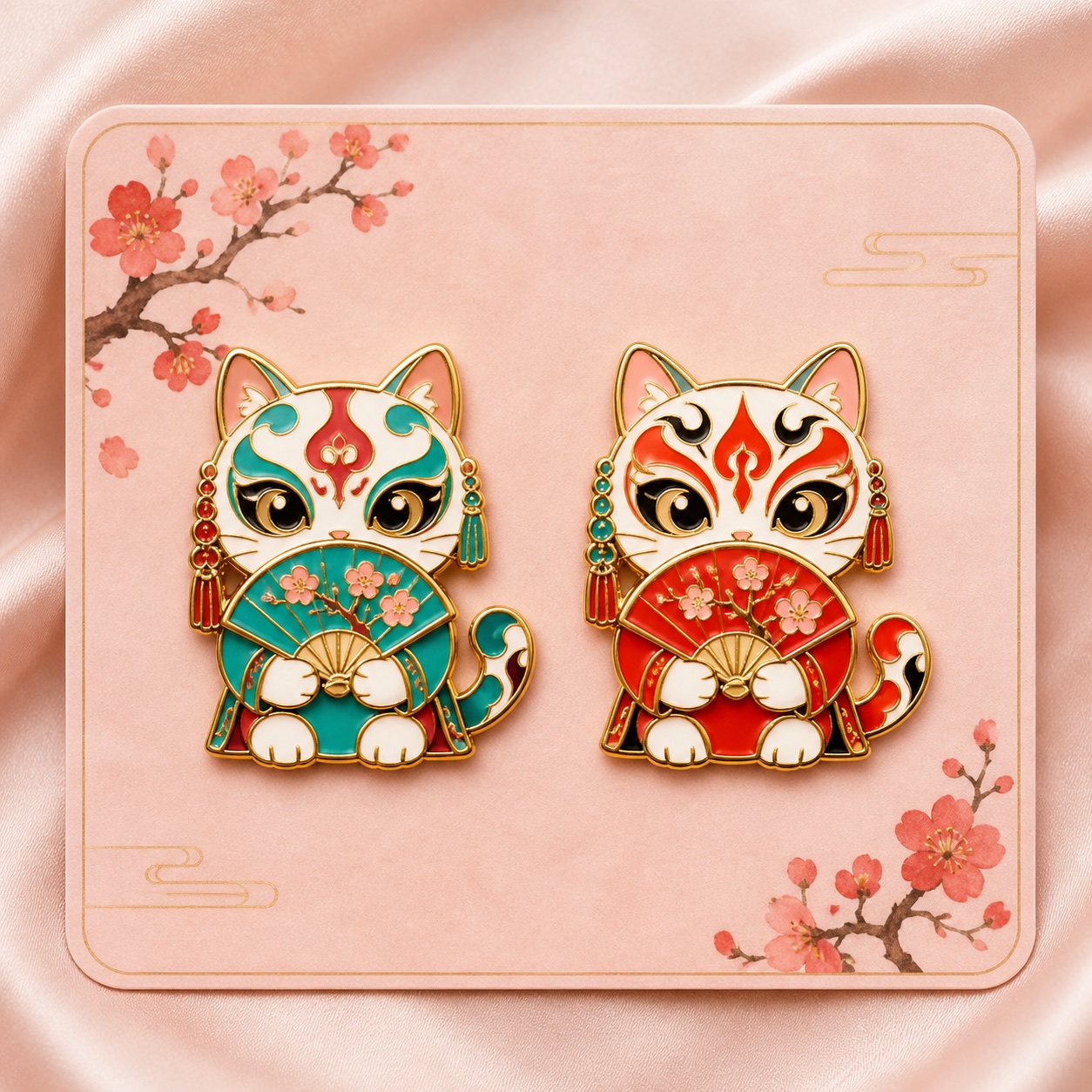 Illustration for Opera Cat Pin Set