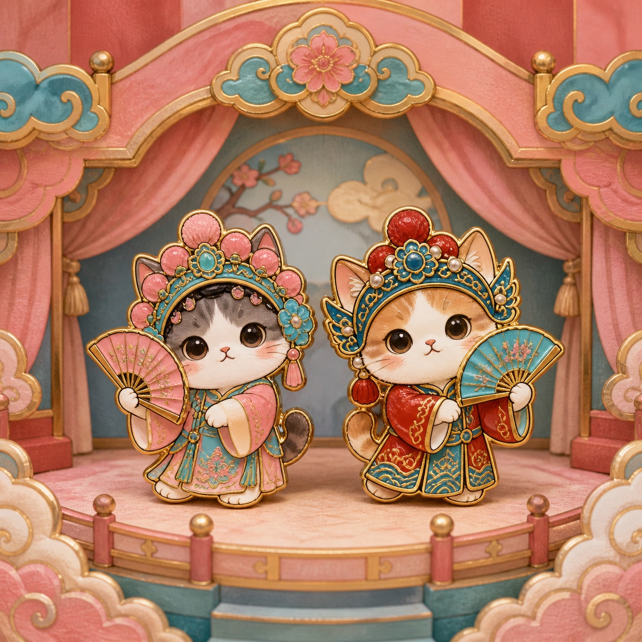 Opera Cat Pin Set, alternate illustration