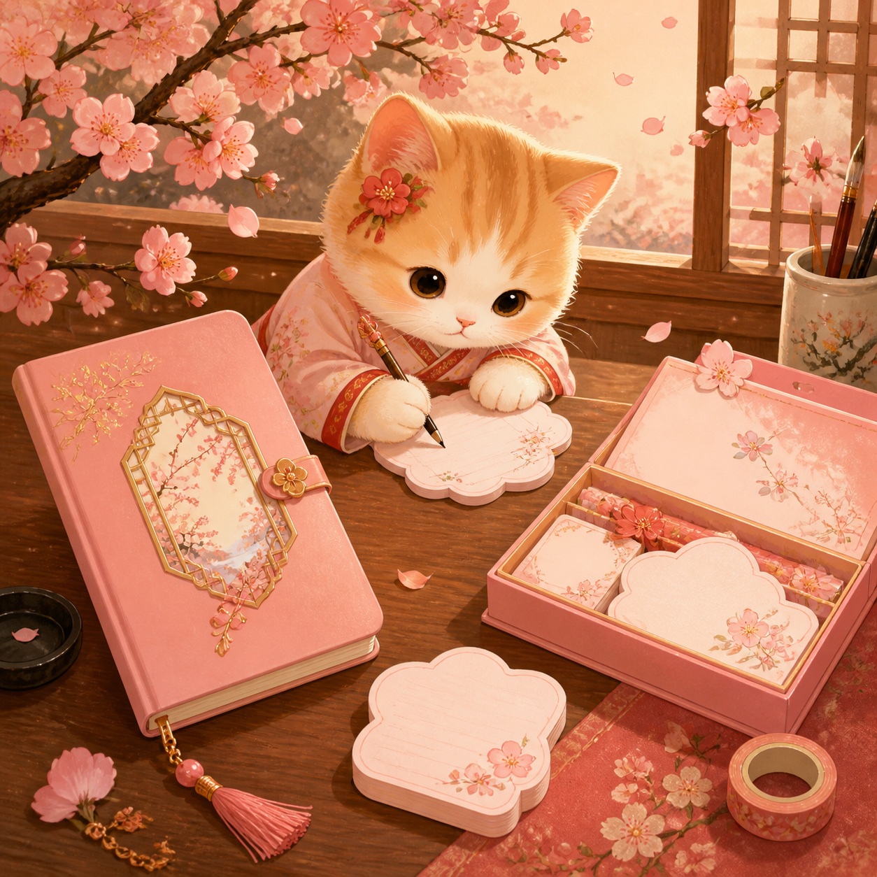 Peach Blossom Cat Notes, alternate illustration